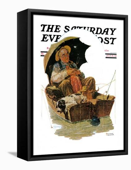"Gone Fishing" Saturday Evening Post Cover, July 19,1930-Norman Rockwell-Framed Stretched Canvas