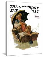 "Gone Fishing" Saturday Evening Post Cover, July 19,1930-Norman Rockwell-Stretched Canvas