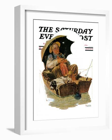 "Gone Fishing" Saturday Evening Post Cover, July 19,1930-Norman Rockwell-Framed Giclee Print