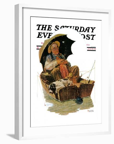 "Gone Fishing" Saturday Evening Post Cover, July 19,1930-Norman Rockwell-Framed Giclee Print