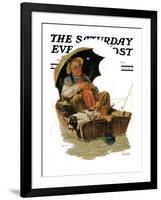 "Gone Fishing" Saturday Evening Post Cover, July 19,1930-Norman Rockwell-Framed Giclee Print