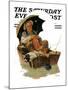 "Gone Fishing" Saturday Evening Post Cover, July 19,1930-Norman Rockwell-Mounted Giclee Print