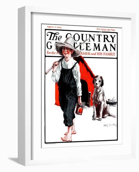 "Gone Fishing Without Fido," Country Gentleman Cover, August 11, 1923-Angus MacDonall-Framed Giclee Print