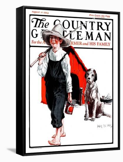 "Gone Fishing Without Fido," Country Gentleman Cover, August 11, 1923-Angus MacDonall-Framed Stretched Canvas