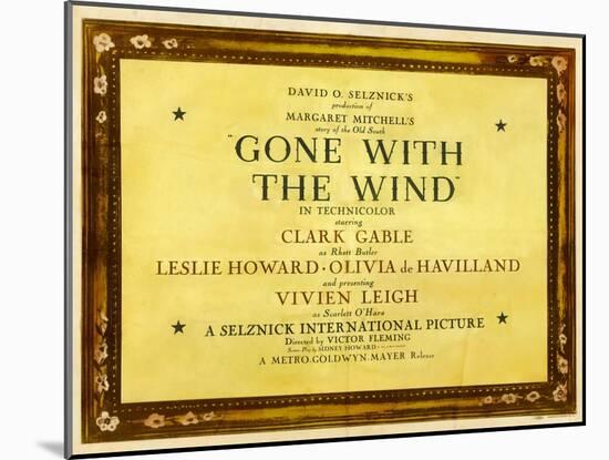 GONE WITH THE WIND, poster art, 1939-null-Mounted Art Print