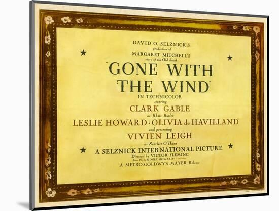 GONE WITH THE WIND, poster art, 1939-null-Mounted Art Print