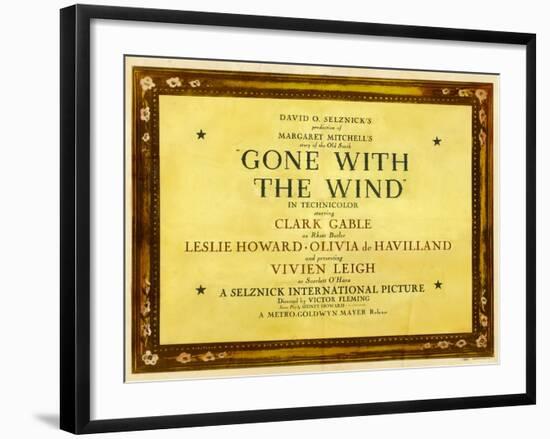 GONE WITH THE WIND, poster art, 1939-null-Framed Art Print