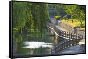 Gongchen Bridge with willow tree, eastern end of the Grand Canal, Hangzhou, China-Keren Su-Framed Stretched Canvas