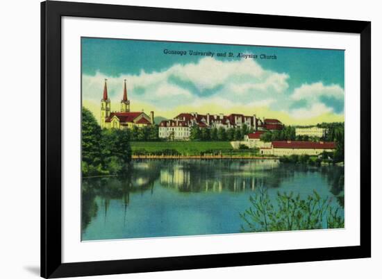 Gonzaga University and St. Aloysius Church, Spokane - Spokane, WA-Lantern Press-Framed Premium Giclee Print