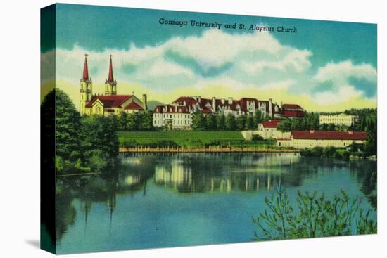 Gonzaga University and St. Aloysius Church, Spokane - Spokane, WA-Lantern Press-Stretched Canvas
