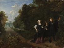 Portrait of a Married Couple in the Park, 1662-Gonzales Coques-Framed Stretched Canvas