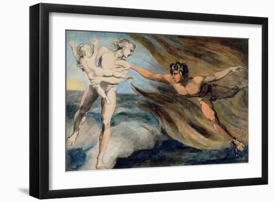 Good and Evil Angels Struggling for the Possession of a Child, C.1793-94-William Blake-Framed Giclee Print