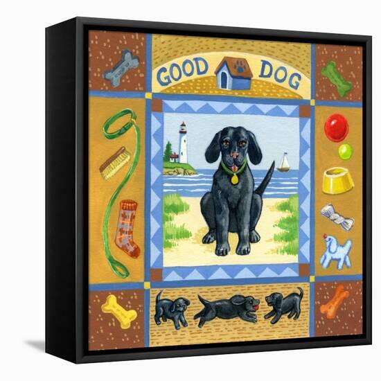 Good Dog Black Lab-Geraldine Aikman-Framed Stretched Canvas