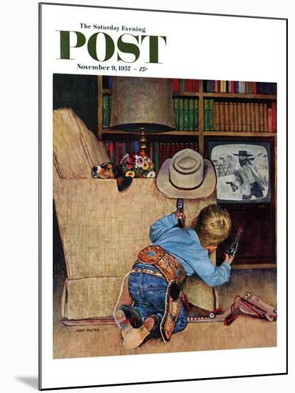 "Good Guys Wear White Hats" Saturday Evening Post Cover, November 9, 1957-John Falter-Mounted Giclee Print