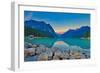 Good Mornig Lake Louise. {Panoramic View of the World Famous Lake Louise from Shore Line to Victori-Timothy Yue-Framed Photographic Print