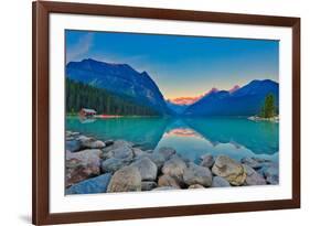 Good Mornig Lake Louise. {Panoramic View of the World Famous Lake Louise from Shore Line to Victori-Timothy Yue-Framed Photographic Print