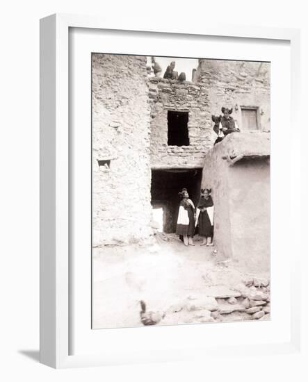 Good Morning, Hopi Indians, C.1906 (B/W Photo)-Edward Sheriff Curtis-Framed Giclee Print