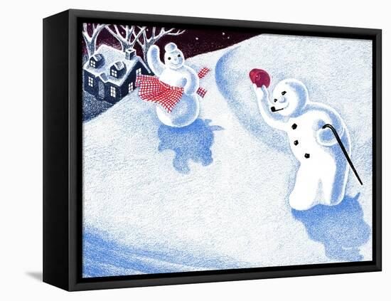 Good Morning Snowman - Jack & Jill-Beth Henninger-Framed Stretched Canvas