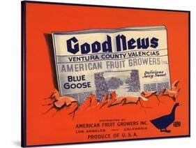 Good News Brand - Los Angeles, California - Citrus Crate Label-Lantern Press-Stretched Canvas