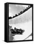 Good of Cresta Run, Bobsled Run, Coasting around Sunny Bend as People Peer from Above the Track-Alfred Eisenstaedt-Framed Stretched Canvas