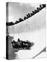 Good of Cresta Run, Bobsled Run, Coasting around Sunny Bend as People Peer from Above the Track-Alfred Eisenstaedt-Stretched Canvas