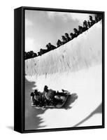 Good of Cresta Run, Bobsled Run, Coasting around Sunny Bend as People Peer from Above the Track-Alfred Eisenstaedt-Framed Stretched Canvas