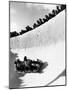 Good of Cresta Run, Bobsled Run, Coasting around Sunny Bend as People Peer from Above the Track-Alfred Eisenstaedt-Mounted Photographic Print
