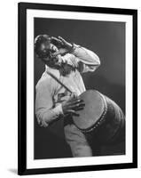 Good of Jungle Type Drum Being Played by Drummer of Dizzy Gillespie's Band-Allan Grant-Framed Photographic Print