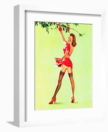 Good Pickin's Pin-Up c1940s-Art Frahm-Framed Art Print