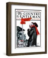 "'Good Road Ahead'," Country Gentleman Cover, December 29, 1923-F. Lowenheim-Framed Giclee Print