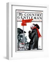 "'Good Road Ahead'," Country Gentleman Cover, December 29, 1923-F. Lowenheim-Framed Giclee Print