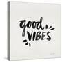 Good Vibes - Black Ink-Cat Coquillette-Stretched Canvas