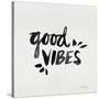 Good Vibes - Black Ink-Cat Coquillette-Stretched Canvas