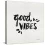 Good Vibes - Black Ink-Cat Coquillette-Stretched Canvas