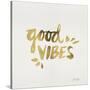 Good Vibes - Gold Ink-Cat Coquillette-Stretched Canvas