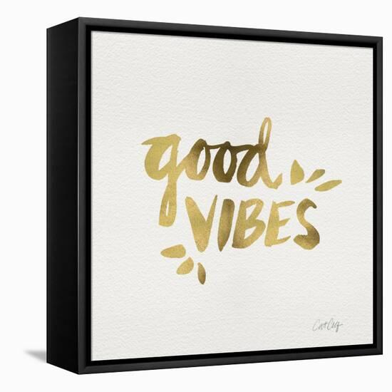 Good Vibes - Gold Ink-Cat Coquillette-Framed Stretched Canvas