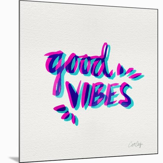 Good Vibes - Magenta and Cyan Ink-Cat Coquillette-Mounted Giclee Print