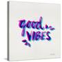 Good Vibes - Magenta and Cyan Ink-Cat Coquillette-Stretched Canvas