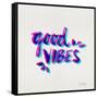 Good Vibes - Magenta and Cyan Ink-Cat Coquillette-Framed Stretched Canvas