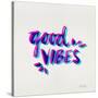 Good Vibes - Magenta and Cyan Ink-Cat Coquillette-Stretched Canvas