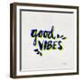 Good Vibes - Navy and Yellow Ink-Cat Coquillette-Framed Giclee Print