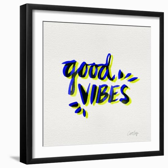 Good Vibes - Navy and Yellow Ink-Cat Coquillette-Framed Giclee Print