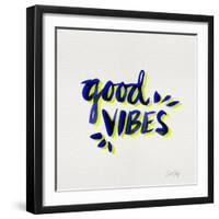 Good Vibes - Navy and Yellow Ink-Cat Coquillette-Framed Giclee Print