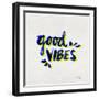Good Vibes - Navy and Yellow Ink-Cat Coquillette-Framed Giclee Print