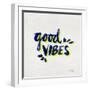 Good Vibes - Navy and Yellow Ink-Cat Coquillette-Framed Giclee Print