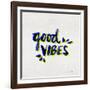 Good Vibes - Navy and Yellow Ink-Cat Coquillette-Framed Giclee Print