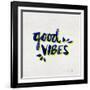 Good Vibes - Navy and Yellow Ink-Cat Coquillette-Framed Giclee Print