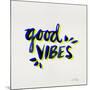 Good Vibes - Navy and Yellow Ink-Cat Coquillette-Mounted Giclee Print