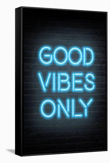 Good Vibes Only - Blue Neon-null-Framed Stretched Canvas