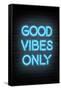 Good Vibes Only - Blue Neon-null-Framed Stretched Canvas